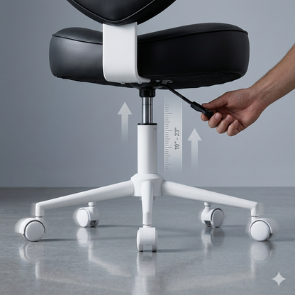 Pinmoco Ergonomic Cross Legged Office Chair, Heart-shaped Black PU Leather